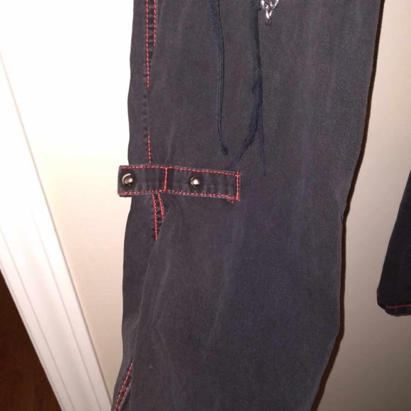 Women's Tripp NYC Daang Goodman Gothic Pants Punk Chain Sz 7 Black/Red Baggy - Picture 6 of 8